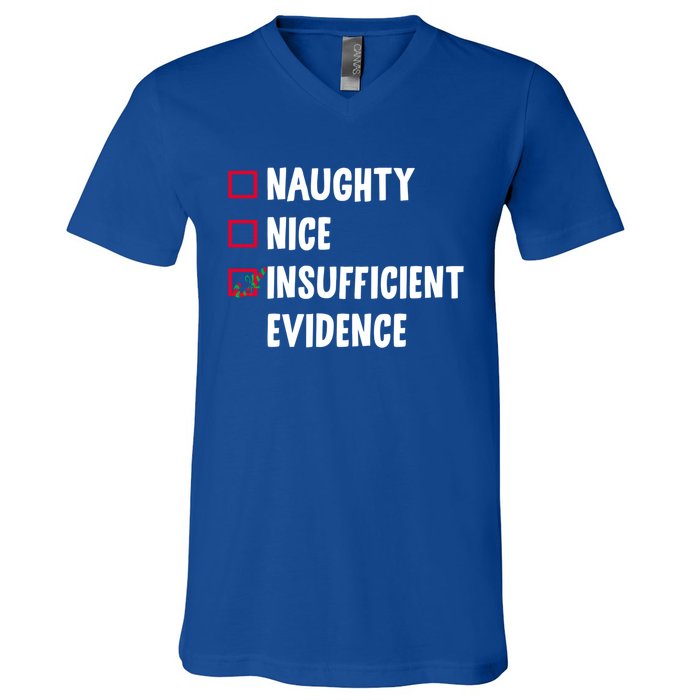 Naughty Nice Insufficient Evidence Funny Christmas Lawyer Gift V-Neck T-Shirt