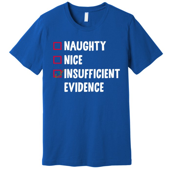 Naughty Nice Insufficient Evidence Funny Christmas Lawyer Gift Premium T-Shirt