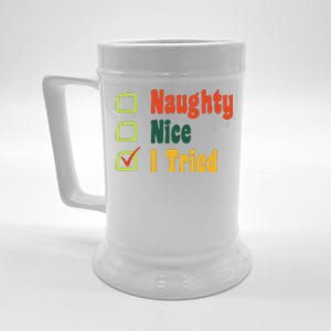 Naughty Nice I Tried Funny Christmas Beer Stein