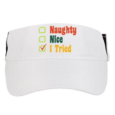 Naughty Nice I Tried Funny Christmas Adult Drive Performance Visor