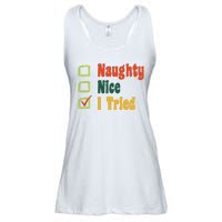 Naughty Nice I Tried Funny Christmas Ladies Essential Flowy Tank