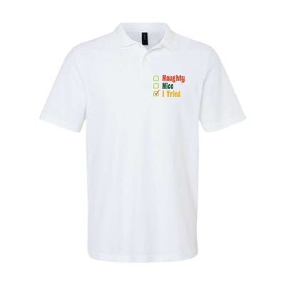 Naughty Nice I Tried Funny Christmas Polo