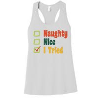 Naughty Nice I Tried Funny Christmas Women's Racerback Tank