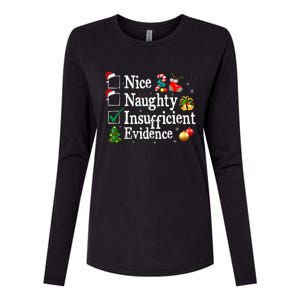 Nice Naughty Insufficient Evidence Christmas Womens Cotton Relaxed Long Sleeve T-Shirt