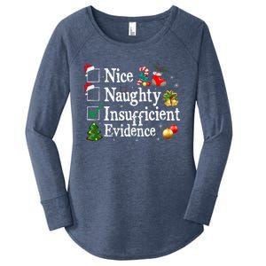 Nice Naughty Insufficient Evidence Christmas Women's Perfect Tri Tunic Long Sleeve Shirt