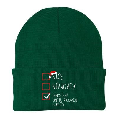 Nice Naughty Innocent Until Proven Guilty Christmas List TShirt Knit Cap Winter Beanie