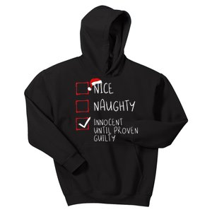 Nice Naughty Innocent Until Proven Guilty Christmas List TShirt Kids Hoodie