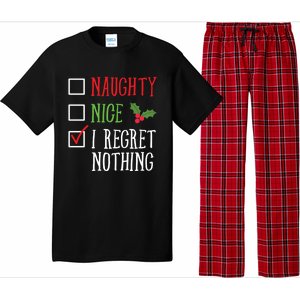 Naughty Nice I Regret Nothing Funny Christmas List Gift Pajama Set