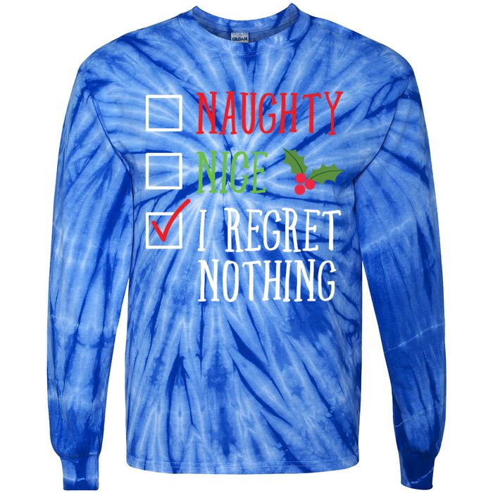 Naughty Nice I Regret Nothing Funny Christmas List Gift Tie-Dye Long Sleeve Shirt