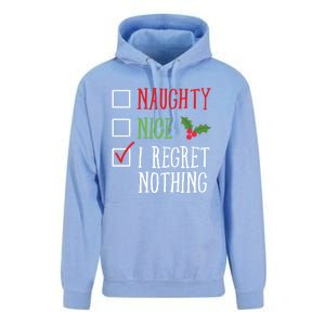 Naughty Nice I Regret Nothing Funny Christmas List Gift Unisex Surf Hoodie