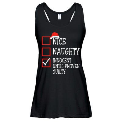 Nice Naughty Innocent Until Proven Guilty Christmas List Ladies Essential Flowy Tank