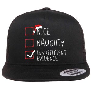 Nice Naughty Insufficient Evidence Christmas Santa Claus Flat Bill Trucker Hat