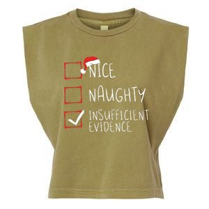 Nice Naughty Insufficient Evidence Christmas Santa Claus Garment-Dyed Women's Muscle Tee