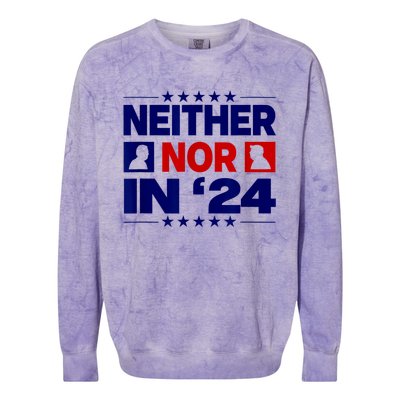 Neither Nor In 24 Funny Trump US Flag Biden Retro Vintage Colorblast Crewneck Sweatshirt