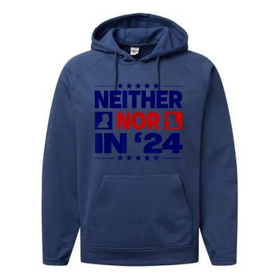 Neither Nor In 24 Funny Trump US Flag Biden Retro Vintage Performance Fleece Hoodie