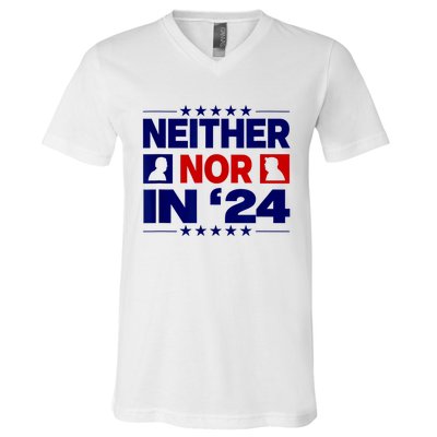 Neither Nor In 24 Funny Trump US Flag Biden Retro Vintage V-Neck T-Shirt