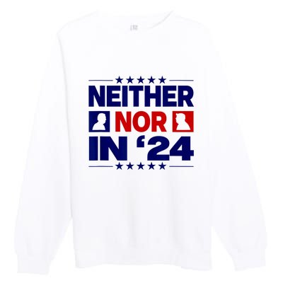 Neither Nor In 24 Funny Trump US Flag Biden Retro Vintage Premium Crewneck Sweatshirt