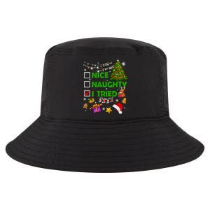 Nice Naughty I Tried Christmas Tree Light Funny Xmas Cool Gift Cool Comfort Performance Bucket Hat