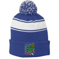 Nice Naughty I Tried Christmas Tree Light Funny Xmas Cool Gift Stripe Pom Pom Beanie