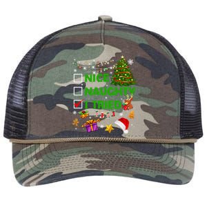 Nice Naughty I Tried Christmas Tree Light Funny Xmas Cool Gift Retro Rope Trucker Hat Cap