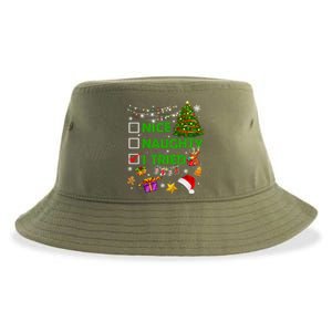 Nice Naughty I Tried Christmas Tree Light Funny Xmas Cool Gift Sustainable Bucket Hat