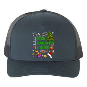 Nice Naughty I Tried Christmas Tree Light Funny Xmas Cool Gift Yupoong Adult 5-Panel Trucker Hat