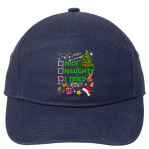 Nice Naughty I Tried Christmas Tree Light Funny Xmas Cool Gift 7-Panel Snapback Hat