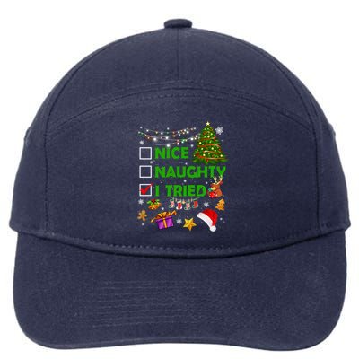 Nice Naughty I Tried Christmas Tree Light Funny Xmas Cool Gift 7-Panel Snapback Hat