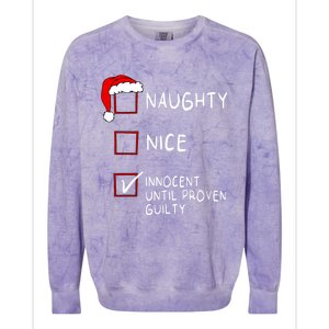 Naughty Nice Innocent Until Guilty Xmas Christmas Colorblast Crewneck Sweatshirt