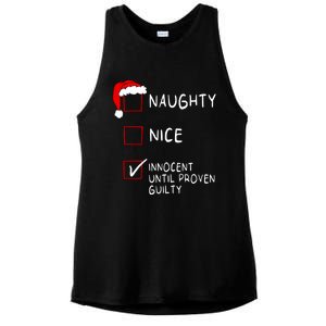 Naughty Nice Innocent Until Guilty Xmas Christmas Ladies PosiCharge Tri-Blend Wicking Tank