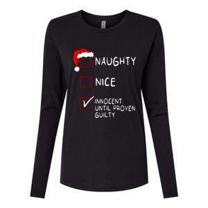 Naughty Nice Innocent Until Guilty Xmas Christmas Womens Cotton Relaxed Long Sleeve T-Shirt