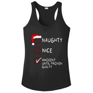 Naughty Nice Innocent Until Guilty Xmas Christmas Ladies PosiCharge Competitor Racerback Tank