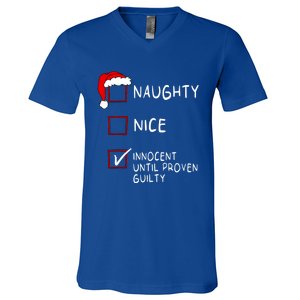 Naughty Nice Innocent Until Guilty Xmas Christmas V-Neck T-Shirt