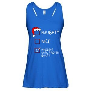 Naughty Nice Innocent Until Guilty Xmas Christmas Ladies Essential Flowy Tank