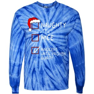 Naughty Nice Innocent Until Guilty Xmas Christmas Tie-Dye Long Sleeve Shirt