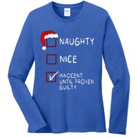 Naughty Nice Innocent Until Guilty Xmas Christmas Ladies Long Sleeve Shirt