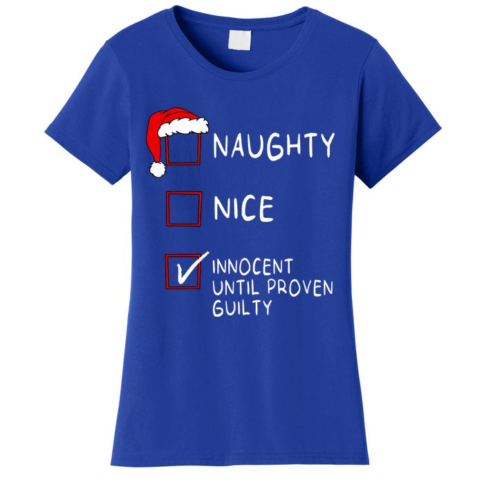 Naughty Nice Innocent Until Guilty Xmas Christmas Women's T-Shirt