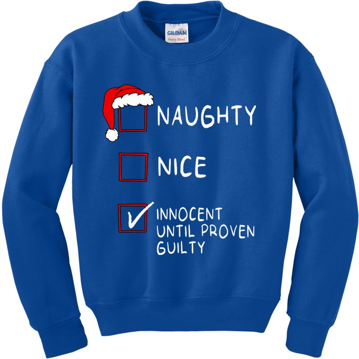 Naughty Nice Innocent Until Guilty Xmas Christmas Kids Sweatshirt