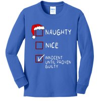 Naughty Nice Innocent Until Guilty Xmas Christmas Kids Long Sleeve Shirt