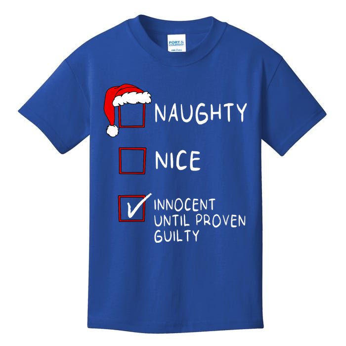 Naughty Nice Innocent Until Guilty Xmas Christmas Kids T-Shirt