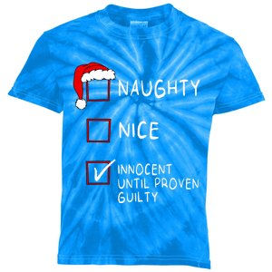 Naughty Nice Innocent Until Guilty Xmas Christmas Kids Tie-Dye T-Shirt