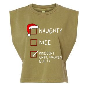 Naughty Nice Innocent Until Guilty Xmas Christmas Garment-Dyed Women's Muscle Tee