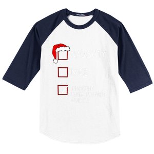 Naughty Nice Innocent Until Guilty Xmas Christmas Baseball Sleeve Shirt