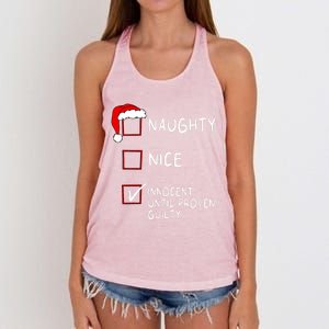 Naughty Nice Innocent Until Guilty Xmas Christmas Women's Knotted Racerback Tank