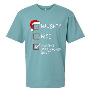 Naughty Nice Innocent Until Guilty Xmas Christmas Sueded Cloud Jersey T-Shirt