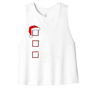 Naughty Nice Innocent Until Guilty Xmas Christmas Women's Racerback Cropped Tank