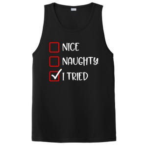 Nice Naughty I Tried Santas List Christmas Meaningful Gift PosiCharge Competitor Tank