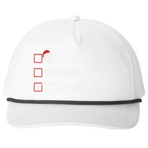 Nice Naughty ItS Complicated List Santa Christmas Xmas Pjs Gift Snapback Five-Panel Rope Hat