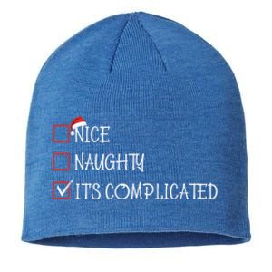 Nice Naughty ItS Complicated List Santa Christmas Xmas Pjs Gift Sustainable Beanie