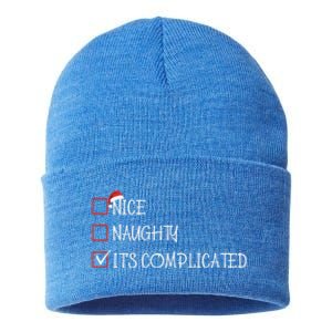 Nice Naughty ItS Complicated List Santa Christmas Xmas Pjs Gift Sustainable Knit Beanie